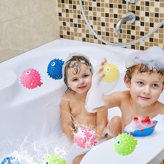 Toddler Bath Toy - 4 Pack Novelty Sea Animal Dolphin Water Balls Pool Toys Outdoor Activity Game Bath Tub Sensory Dolphin Absorbent Water Splash Balls Bomb, Swimming Pool Floating Swim Toys