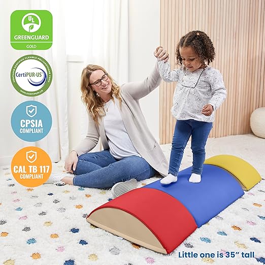 ECR4Kids SoftZone Colorful Log Climber Balance Builders, Beginner Playset, Assorted, 3-Piece