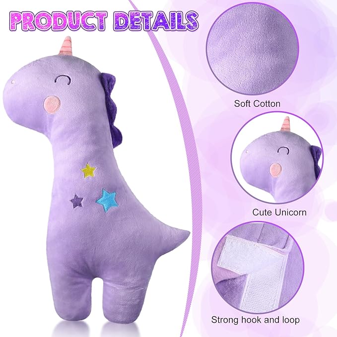 Lenwen 2 Pcs Seat Belt Pillow for Kids Cover for Boys Girls Seatbelt Cushion Pillow for Toddler Car Strap Covers for Travel Sleep Neck Head Support Pad(Purple and Pink,Unicorn)