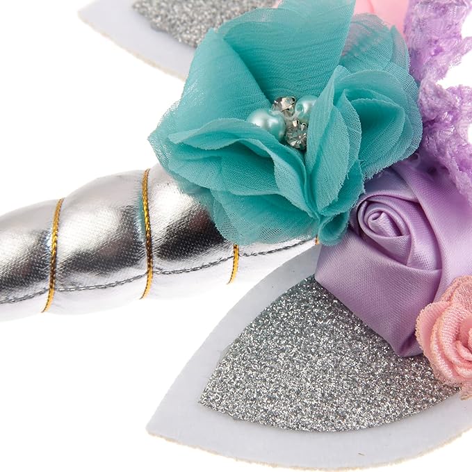 Nishine Baby Elastic Glitter Unicorn Horn Headband Children Unicorn Party Supplies Cosplay Gift