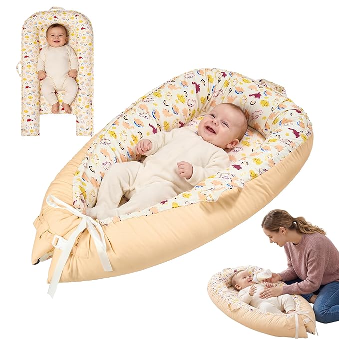 Baby Lounger - Newborn Lounger Cover Months 0-12 Months, Baby Lounger Cover Breathable & Soft Baby Nest Cover Co Sleeping Babies Essentials Gifts, Portable Infant Lounger Baby Floor Seat Rainbow