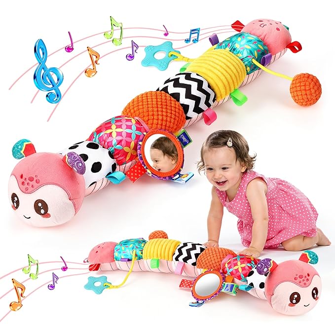 Musical Caterpillar Baby Toys 0-6 6-12 Months, Multi-Functional Sensory Tummy Time Toys for Newborn Infants Boys & Girls, Developmental Stuffed Animal Toys, Baby Shower & Baby Gifts