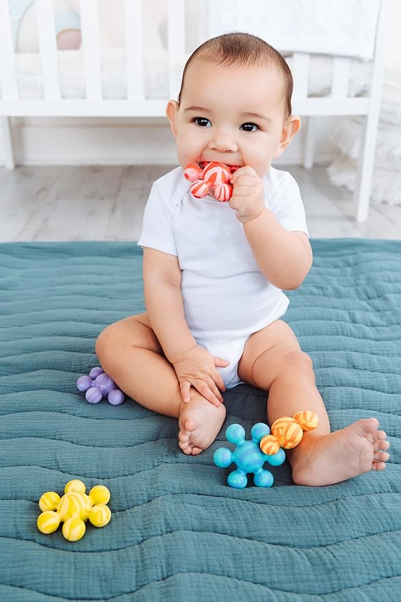 Ubbi Joinibble Teether for Babies, Food-Grade Platinum Silicone, Soothes Teething and Massages Gums, BPA and PVC-Free, Pink