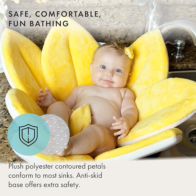 Blooming Bath Baby Bath Seat - Baby Tubs for Newborn Infants to Toddler 0 to 6 Months and Up - Baby Essentials Must Haves - The Original Washer-Safe Flower Seat (Original, Canary Yellow)