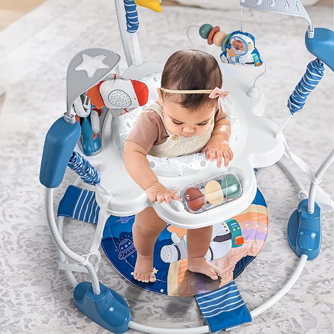 Baby Activity Center, Baby Jumper Activity Center with Music, Interactive Toys, 360° Rotating Seat, 3 Adjustable Heights, Infant Activity Jumper for 6+ Months (Space Tiger)