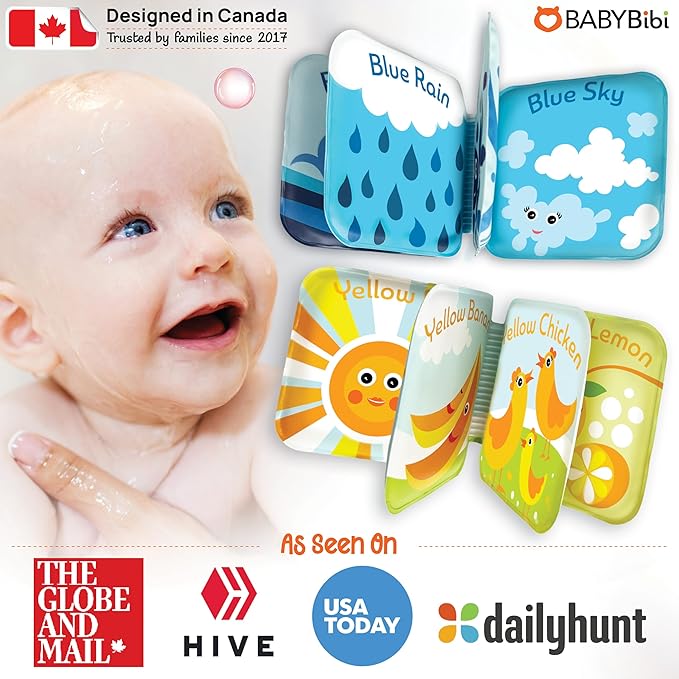 BabyBibi Floating Baby Bath Books for Baby. Kids Learning Bath Toys. Waterproof Bathtime Toys for Toddlers. Kids Educational Infant Bath Toys. (Set of 4: Color Recognition Bath Books)