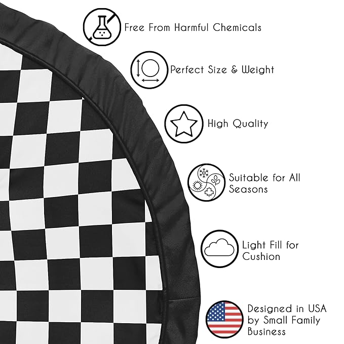 Sweet Jojo Designs Baby Play Mat (Black and White Gingham Checkered Plaid) for Boys or Girls, Infant, Toddler Tummy Time Activity Floor Playmat (Vintage, Classic, Checkerboard, Racing Flag, Geometric)