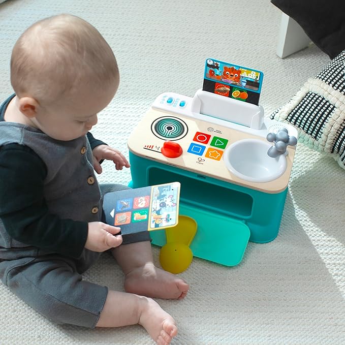Baby Einstein + Hape Magic Touch Kitchen Play Toy Cooking Stove Set with Real Sounds and Music, Fine Motor Skill Development, Ages 1, 2, 3, 4+