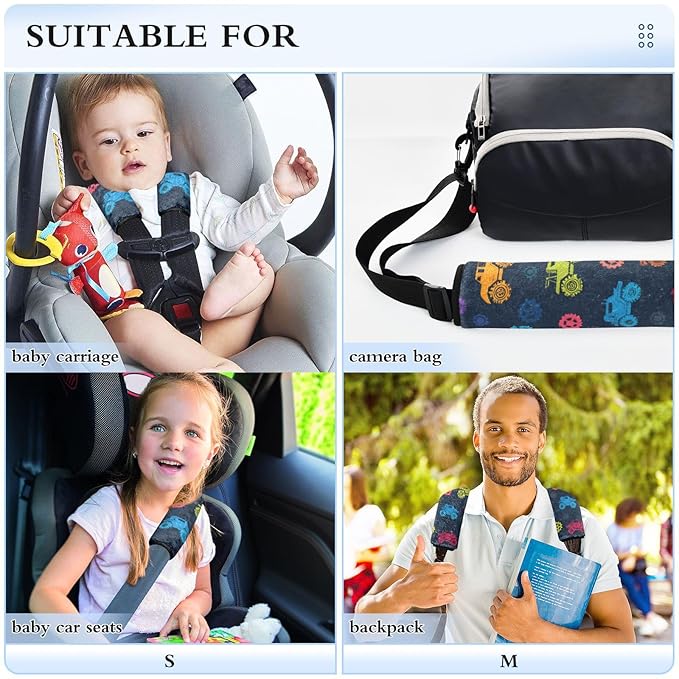 Seat Belt Covers 2 Pack Monster Trucks Car Seat Strap Covers Super Soft Car Seat Neck Cover for Boys Girls Adults Babies S