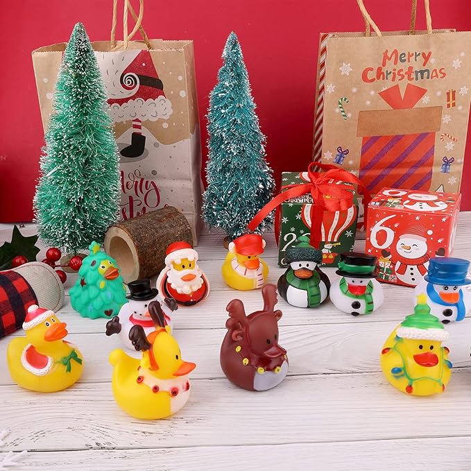 11pcs Christmas Rubber Ducks, Bath Rubber Ducky Toys Cute Assorted Holiday Rubber Ducks for Christmas Holiday Celebrations Party Supplies Gifts