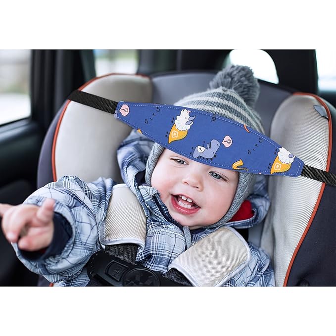 HESTYA 2 Pcs Carseat Head Support Toddler, Stroller Seat Headrest for Sleeping Traveling, Neck Relief Headband Strap for Kids Children Toddler Infant(Dinosaur and Bear)