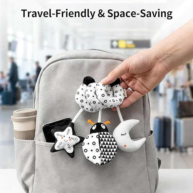 Multi-Use Baby Spiral Activity Toy – Spiral carseat Toy for Car Seat, Stroller,Play Gym, Keeps Baby Quiet, Easy Travel Solution