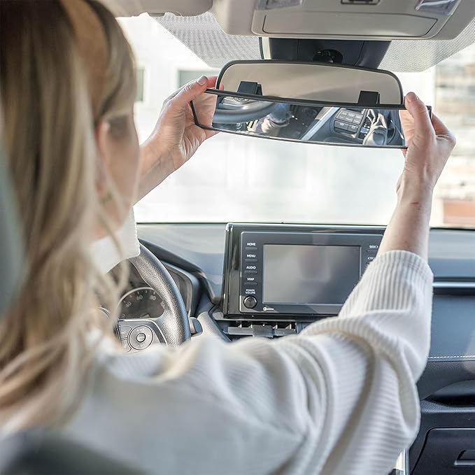 Verivue Universal Panoramic 12-Inch Rear View Mirror Pack of 2 | Anti-Glare Wide Angle Car Mirrors | Rearview Mirror Accessories for Baby Rear-Facing, Clear Panoramic Convex Mirrors for Cars and SUVs