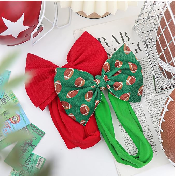 Baby Girl Football Headbands Hair Bows Super Bowl Girls Outfits Hair Accessories for Newborn Infant Toddler Baby Girl Football Outfit