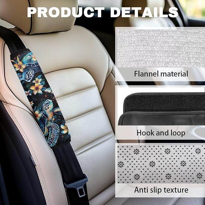 Seat Belt Cover Pad 2 Packs Car Seat Strap Pads Sea Turtle Easy to Install Car Seat Shoulder Strap Pads for All Car Seat Stroller for Parents Relatives