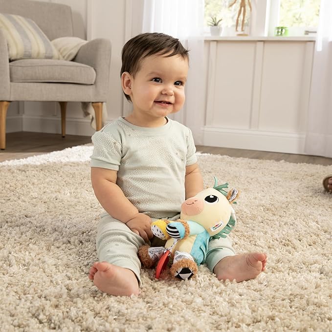 Lamaze Carson Clydesdale Horse Clip On Stroller Toy - Baby Sensory Toys with Crinkle and Chime Sounds - Includes Clip for On-the-Go Stroller or Car Seat Play - Ages 0 Months and Up