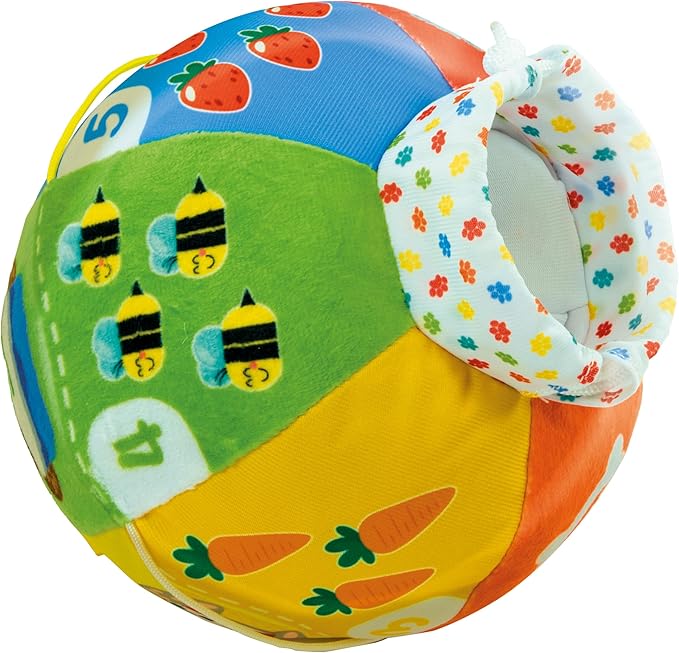 Clementoni Baby Baby Ball Sounds and Sings, Electronic Game for Children 6+ Months, with Sounds and Soft Melodies, Soft Fabric, Stimulates Manuality, Touch and Motor Skills, Italian Language,