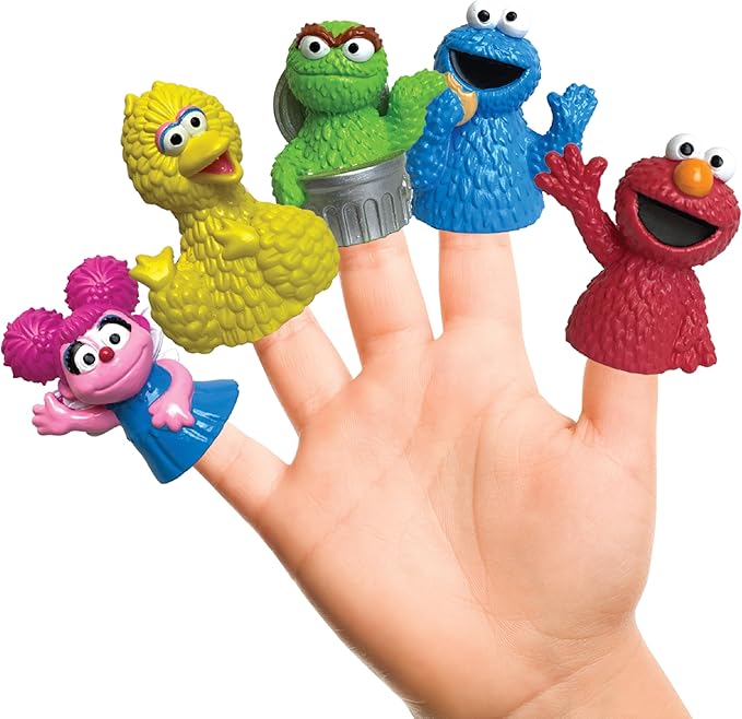 Sesame Street 5 Piece Finger Puppet Set - Easter Basket Stuffers, Easter Egg Fillers, Easter Decorations, Party Favors, Educational, Playtime, Bath Toys (69230), 0.14 pounds