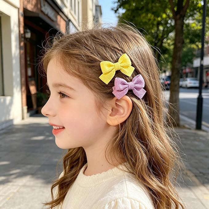 20PCS Baby Girl Dog Gift Wrap Hair Bow Clips Barrettes Colorful Waffle Textured Bow Hair Clips for Girls, Cute Butterfly Accessories Alligator Clip for Little Girls Toddler Kids Teens