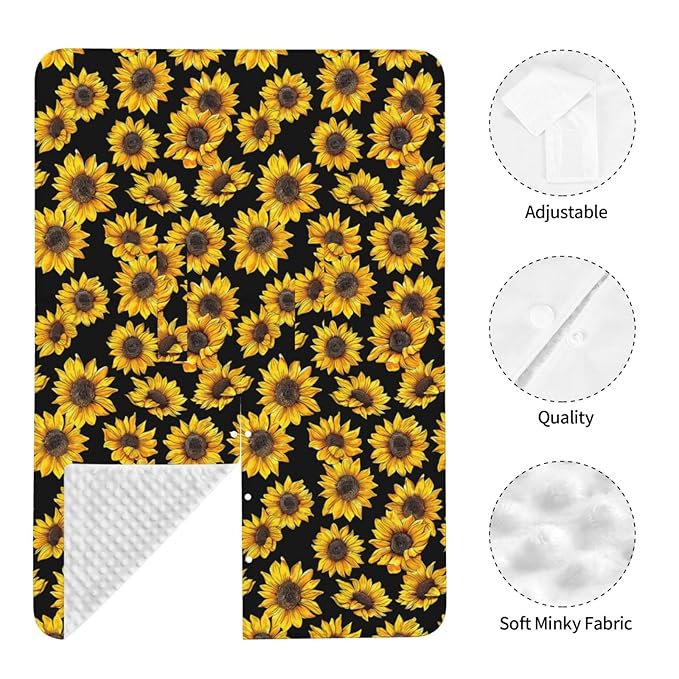KiuLoam Sunflower Black Baby Car Seat Canopy, Nursing Cover Breastfeeding Scarf, Stretchy Soft Breathable Infant Carseat Cover for Babies Boys Girls