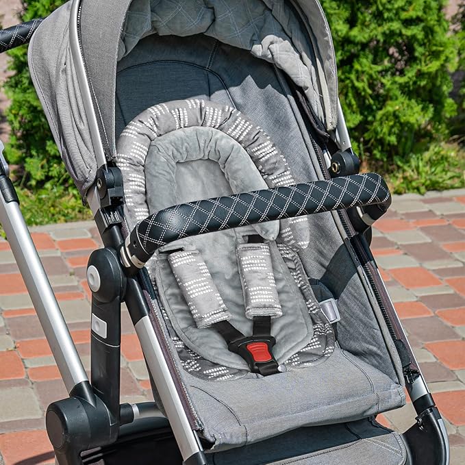 Infant Car Seat Insert, Baby Car Seat Head & Body Support with 2 Strap Pads, Ultra Soft Newborn Preemie Carseat Insert Cushion for Girls Boys, Fits Car Seat, Stroller, Swing, Bouncer, Gray