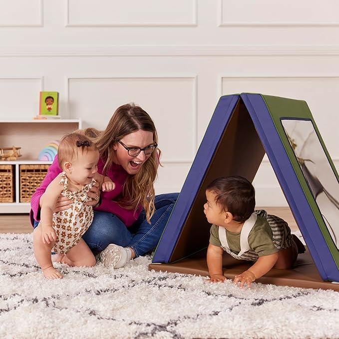 ECR4Kids SoftZone Double-Sided Folding Floor Mirror, Daycare Essentials, Earthtone