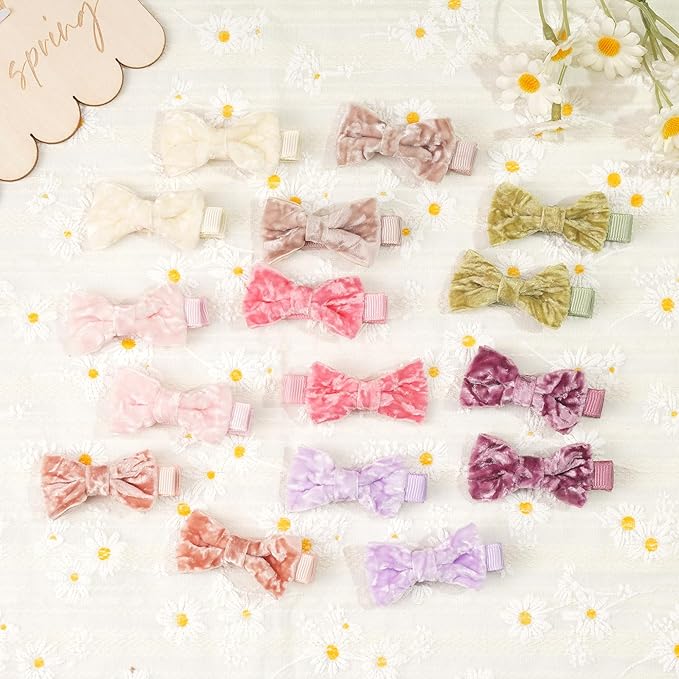 CÉLLOT Baby Bows Velvet Hair Bows with Fully Lined Hair Clips Hair Accessories for Baby Girls Infants and Toddlers