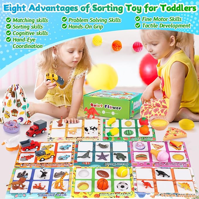 Quiet Flower Sorting Toys for Toddlers, Baby Boy Easter Basket Stuffers Gifts Sensory Toys for Kids Age 3 4 5, Girls Montessori Toy, Preschool Learning Activities Education Toys