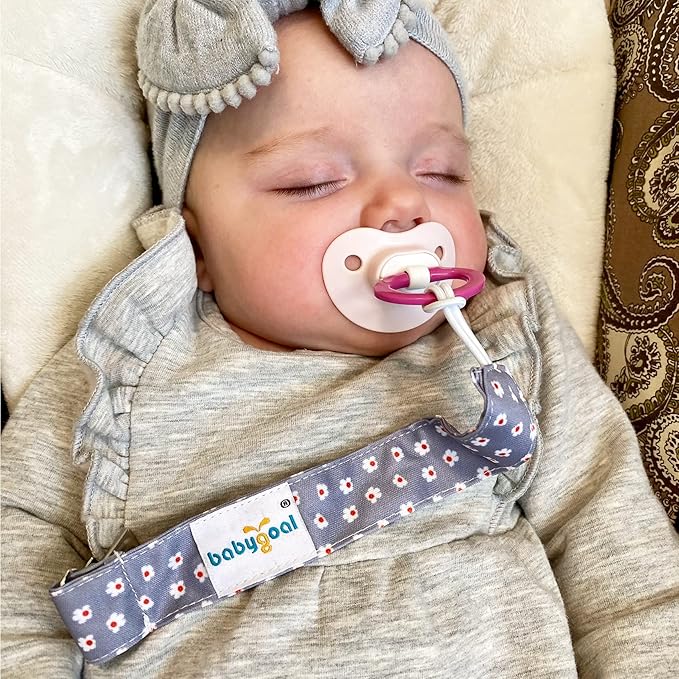 babygoal Floral Pacifier Clips, 6 Pack Binky Paci Holder Clips Leashes Fits for Most Baby Pacifiers and Binkies 6PS21