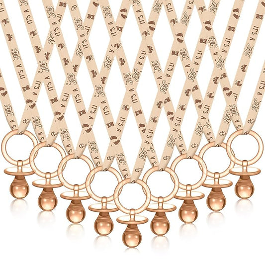 Geiserailie 36 Pcs Baby Shower Pacifiers Necklace Acrylic Pacifiers Necklace Charm Party Favors for Girls Boys Baby Shower Party Decorations Table Scatter(Brown)
