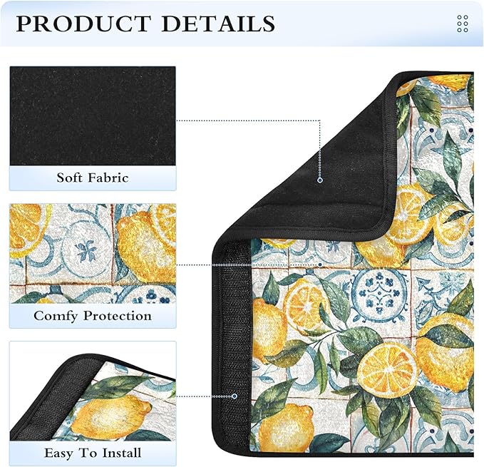 CHIFIGNO Sicilian Style Lemons Green Leaves Seat Belt Cover 2 Pack Cute Seatbelt Cover Car Seat Shoulder Protector for Girls Boys Adults
