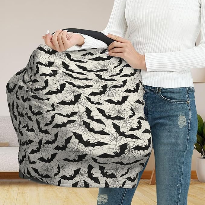 Black Bat Baby Car Seat Covers Carseat Canopy Soft Infant Stroller Cover Nursing Breastfeeding Covers for Girls Boys Newborn