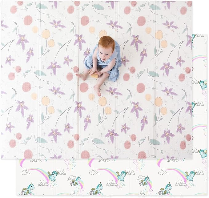 JumpOff Jo Foldable Foam Play Mat – Large Waterproof Baby & Toddler Activity Floor Mat, Double-Sided 70 x 59 Inch Play Surface