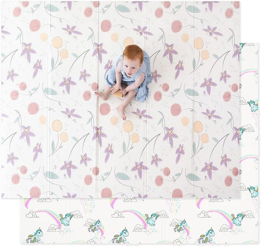 JumpOff Jo Foldable Foam Play Mat – Large Waterproof Baby & Toddler Activity Floor Mat, Double-Sided 70 x 59 Inch Play Surface