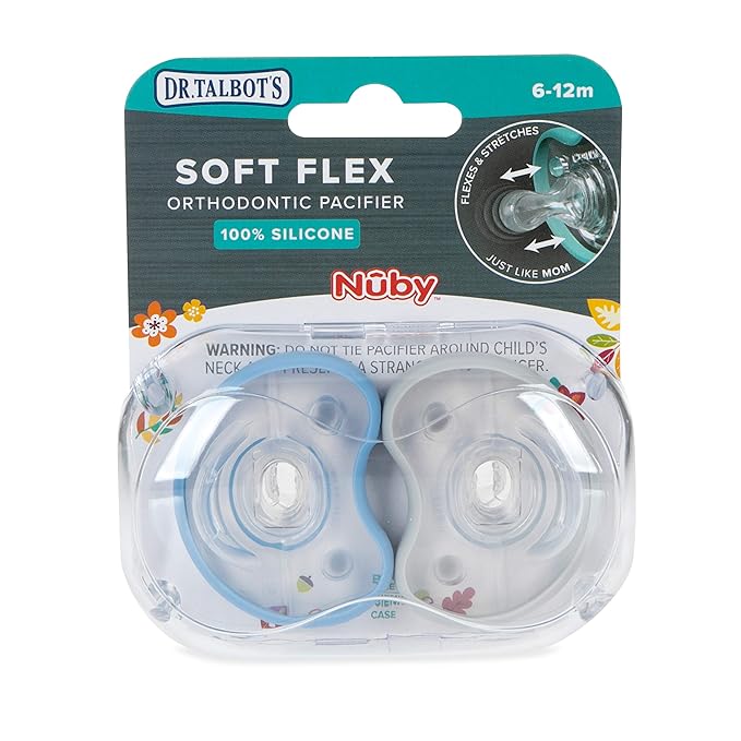 Dr. Talbot's Soft-Flex Orthodontic Pacifiers 0-6 Months, Blue/Gray, 2 Count (Pack of 1)