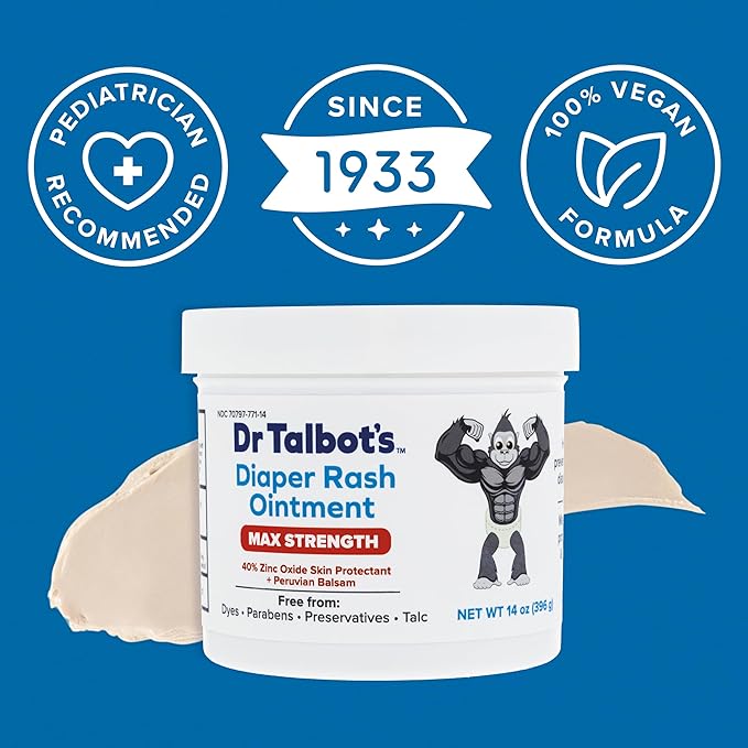 Dr. Talbot's Maximum Strength Diaper Rash Ointment - 14 oz - Zinc Oxide Skin Protectant with Peruvian Balsam - Treats and Prevents Rash