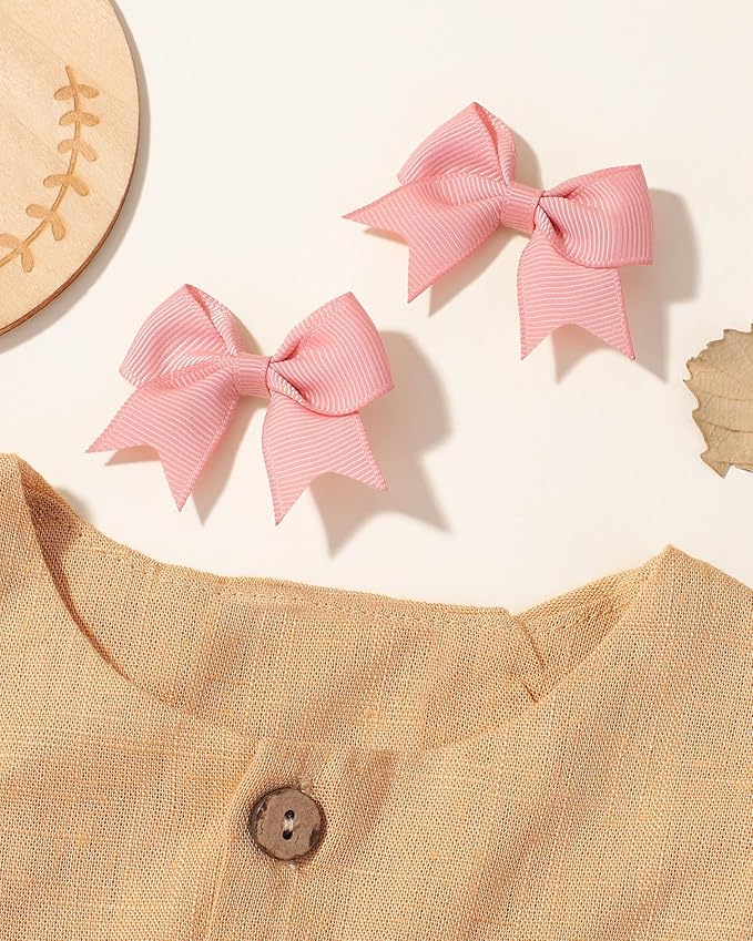 Jollybows 20pcs Baby Hair Clips Girls Bows 2" Mini Ribbon Alligator Clip Toddler Pigtail Bow Fine Hair Clip