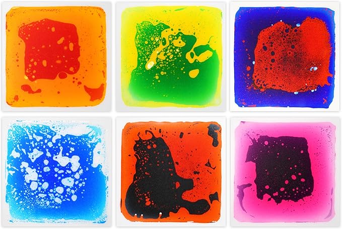 Gift Boutique Sensory Floor Tiles 6 Square Liquid Mat Colorful 12 Inches by 12 Inches for Kids Play Activity Mats Toddler Classroom with Anti Slip Backing