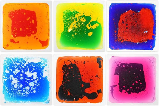 Gift Boutique Sensory Floor Tiles 6 Square Liquid Mat Colorful 12 Inches by 12 Inches for Kids Play Activity Mats Toddler Classroom with Anti Slip Backing