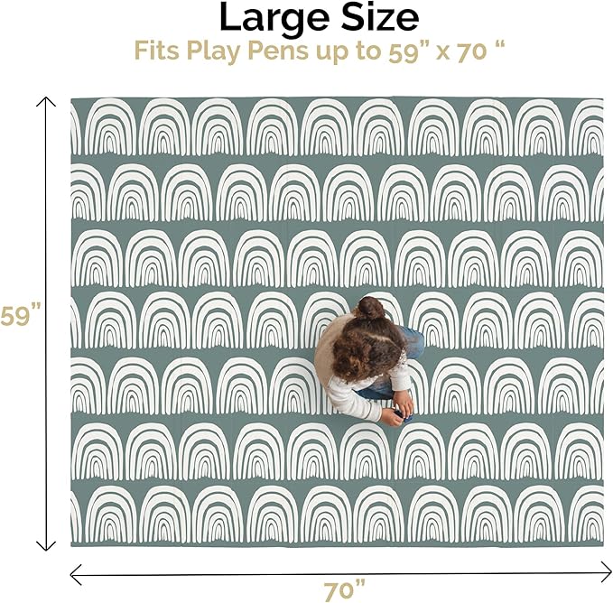 JumpOff Jo Foldable Foam Play Mat – Large Waterproof Baby & Toddler Activity Floor Mat, Double-Sided 70 x 59 Inch Play Surface