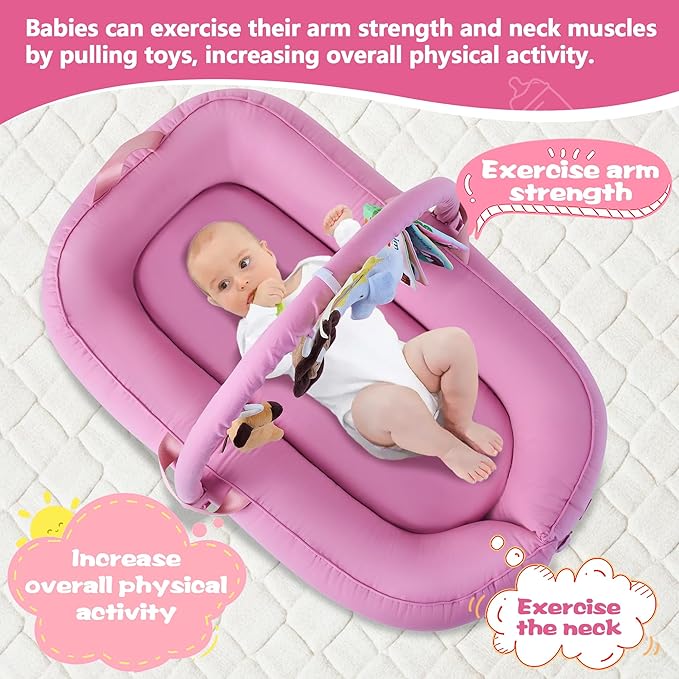 Portable Baby Lounger for Travel,Breathable & Comfortable 100% Cotton Infant Lounger, Baby Nest 0-24 Months Machine-Washable Newborn Lounger,Newborn Essentials,Supervised Use