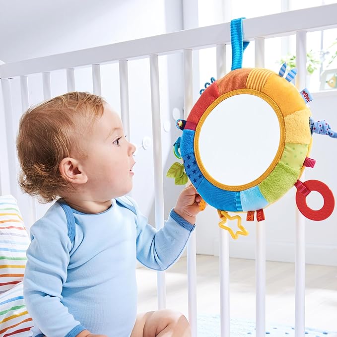 HABA Rainbow Baby Mirror for Tummy Time - Developmental Infant Toy for 6-24 Months - Sensory Toy for Baby Gifts 6 Months and Up