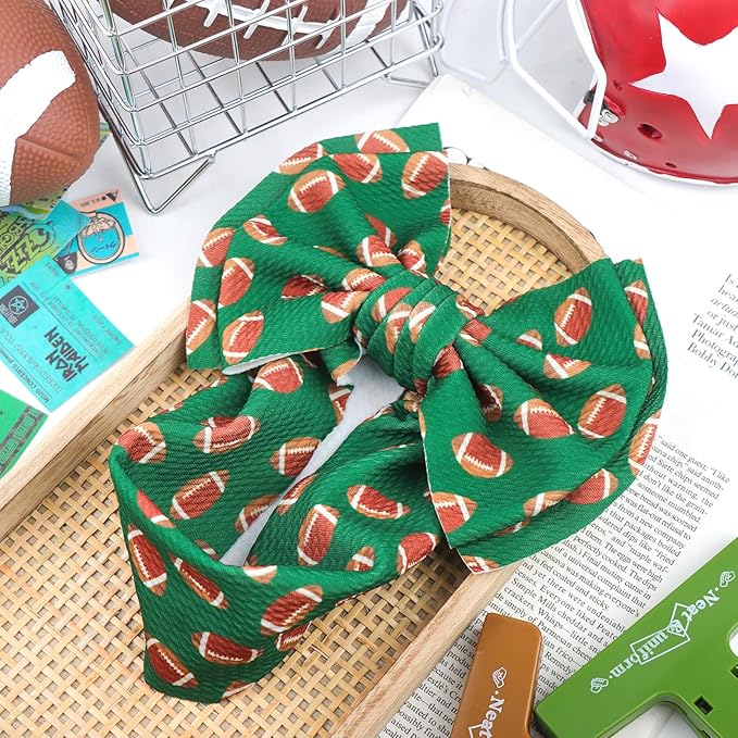 YanJie 7'' Football Baby Clothes Girl Headbands Hair Bows Super Bowl Hair Accessories for Newborn Infant Babies Baby Girl Football Outfit