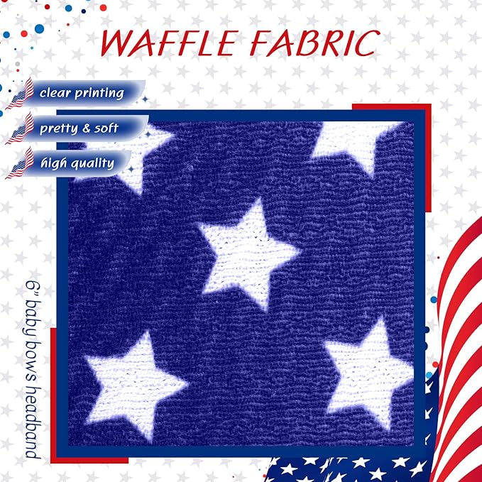 4th of July Hair Bows Girls Patriotic Headband Baby Girl Cheer Bows Wide Headbands for Toddler Red Blue Star Hair Accessories Infant