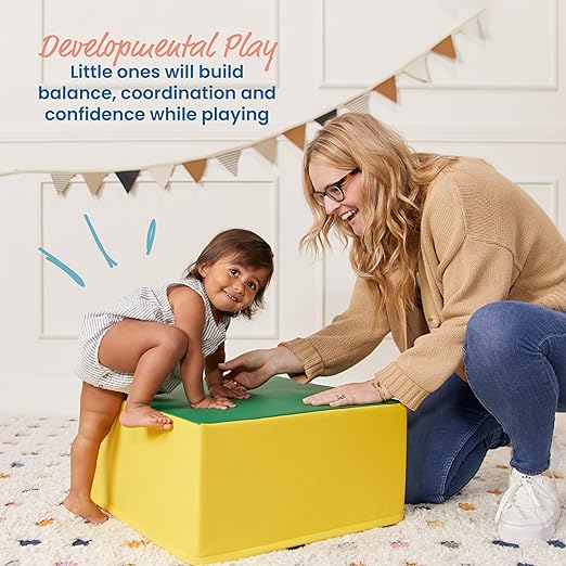 ECR4Kids SoftZone Pedestal Play Block Corner Climber, Beginner Playset, Assorted