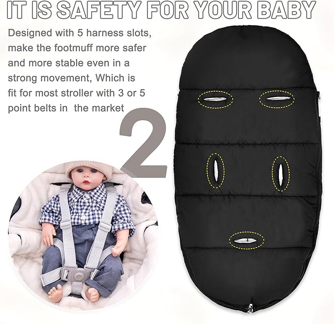 Winter Warm Bunting Bags Universal, Baby Stoller Sleep Bag Cold Weather, Waterproof Toddler Footmuff for Stroller,Pushchairs,Prams