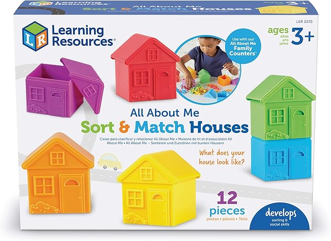 Learning Resources All About Me Sorting Houses - 12 Pieces, Ages 3+ Fine Motor & Sorting Skills, Montessori Toys, Special Education Actives, Imaginative Play
