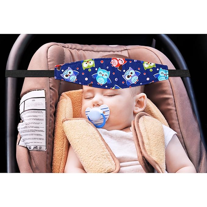 HESTYA 2 Pcs Carseat Head Support Toddler, Stroller Seat Headrest for Sleeping Traveling, Neck Relief Headband Strap for Kids Children Toddler Infant(Elephant and Owl)