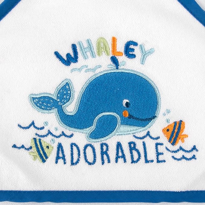Baby Hooded Bath Towel and Washcloth Set for Infant Boys 6-12 Months (Whaley Adorable Whale)