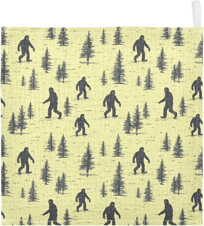 Bigfoot Baby Washcloths Newborn Muslin Burp Cloths 3 Pack Soft Cotton Baby Face Bath Towel Drool Bibs for Infants, Girls and Boys 11.8 x 11.8 Inch